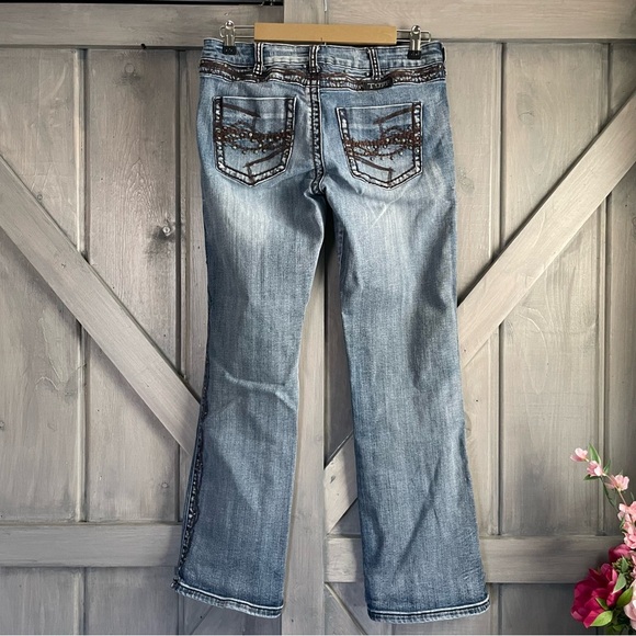 Cowgirl Tuff Show it off III Thick stitch bronze turquoise studds medium wash - Picture 5 of 9